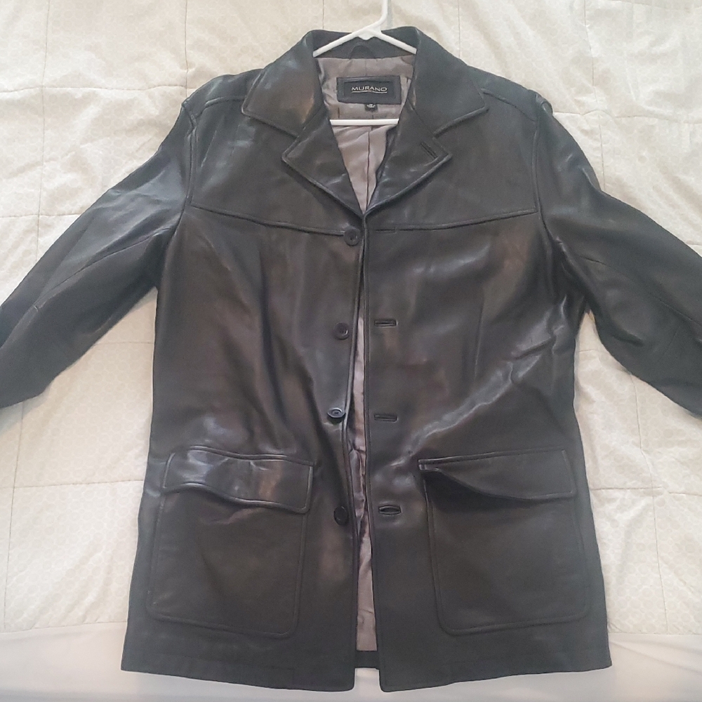 Murano Black Leather Trench Coat